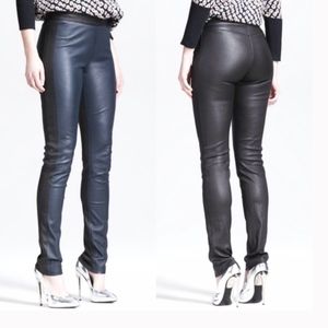 Derek Lam Leather Leggings Blue and Black